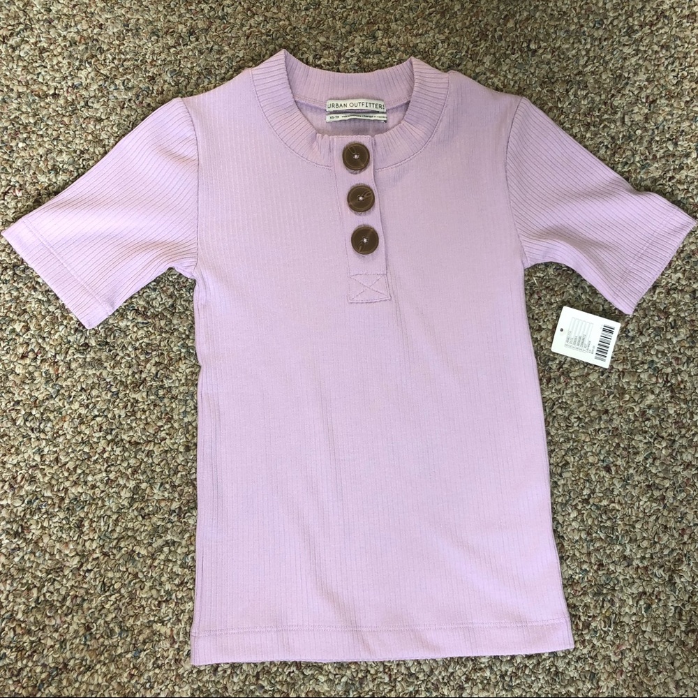 Lavender ribbed 3 button top Urban Outfitters
